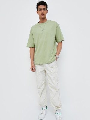 FORCA Solid Men Round Neck Light Green T-Shirt