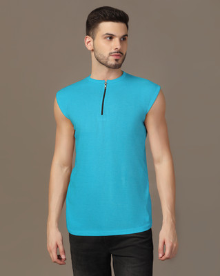 GEUM Solid Men Round Neck Light Green T-Shirt