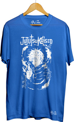 THE PRINT PLATTER Graphic Print Men Round Neck Blue T-Shirt