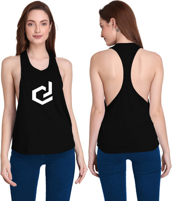 THE BLAZZE Printed Women Scoop Neck Black T-Shirt