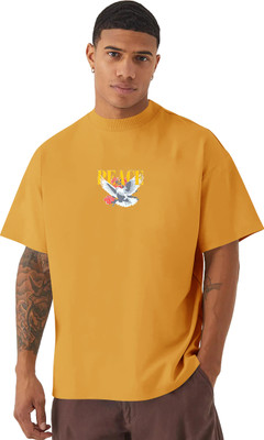 PATOIS Printed Men Round Neck Yellow T-Shirt