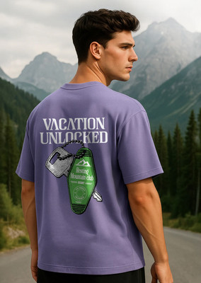 NOBERO Graphic Print Men Crew Neck Purple T-Shirt