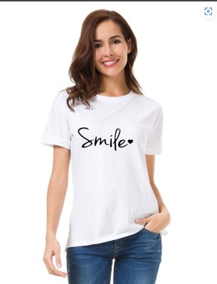 VS Design Printed, Typography Women Round Neck White T-Shirt