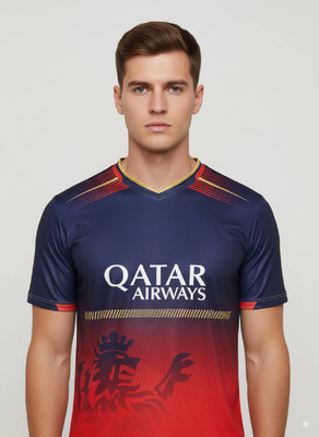 Smv Printed Men V Neck Red T-Shirt