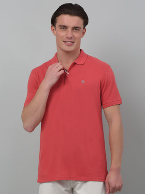 CANTABIL Solid Men Polo Neck Pink T-Shirt