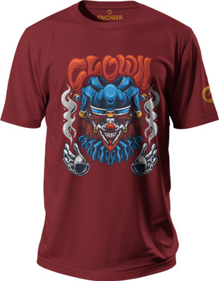 Enciger Solid Men Round Neck Maroon T-Shirt