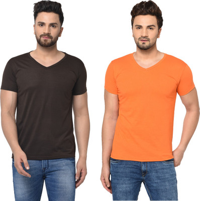 Adorbs Trend Solid Men V Neck Multicolor T-Shirt
