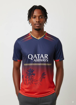 Smv Printed Men V Neck Red T-Shirt
