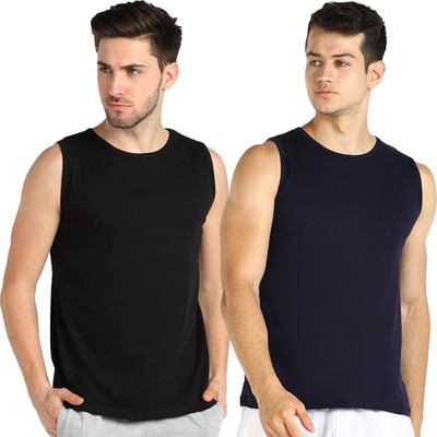 Moordale Fab Solid Men Round Neck Black, Dark Blue T-Shirt