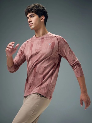 TECHNOSPORT Printed Men Round Neck Brown T-Shirt
