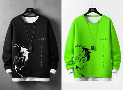 cnw Self Design Men Round Neck Multicolor T-Shirt