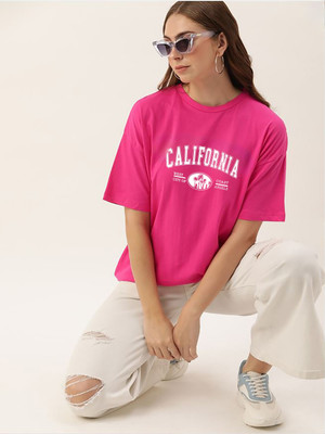 My Swag Typography Women Round Neck Pink T-Shirt