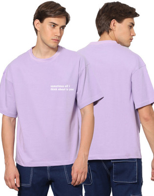 Besick Typography Men Round Neck Purple T-Shirt