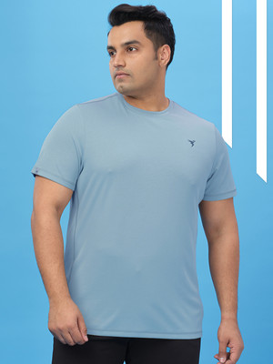 TECHNOSPORT Solid Men Round Neck Light Blue T-Shirt
