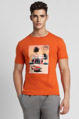 FOREVER 21 Printed, Typography Men Round Neck Orange T-Shirt