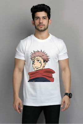PRINTISTA Printed Men Round Neck White T-Shirt
