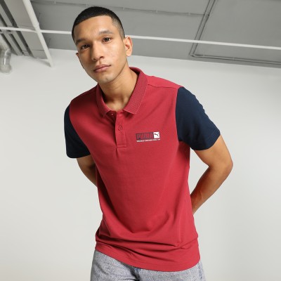 PUMA Colorblock Men Polo Neck Red T-Shirt