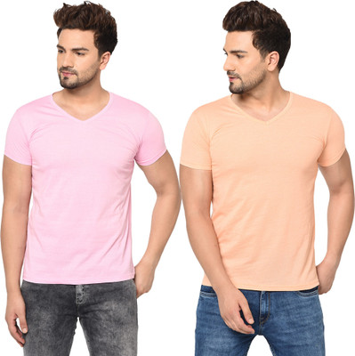 Adorbs Trend Solid Men V Neck Multicolor T-Shirt