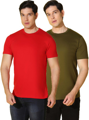 WOOSTRO Solid Men Round Neck Multicolor T-Shirt