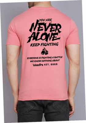 WOOSTRO Printed Men Round Neck Pink T-Shirt