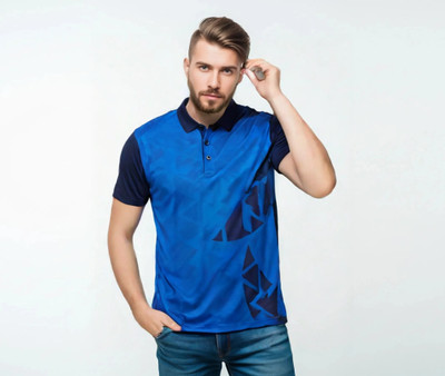 lookswala Printed Men Polo Neck Multicolor T-Shirt