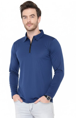 Jangoboy Solid Men Polo Neck Dark Green T-Shirt