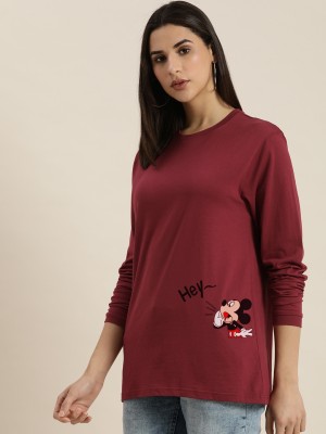 PP TRENDS Solid Women Round Neck Maroon T-Shirt