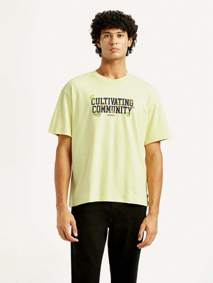 LEVI'S Typography Men Crew Neck Yellow T-Shirt