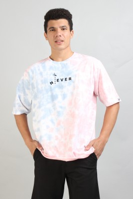 Kailash Tie & Dye Men Round Neck Light Blue, Pink, Black T-Shirt