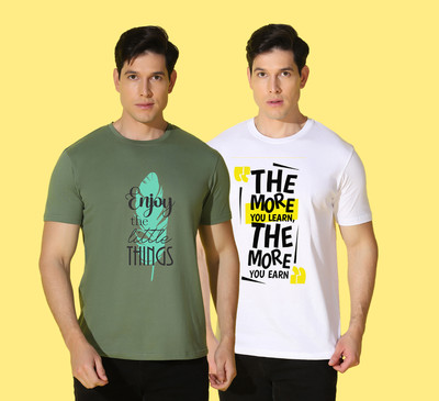 WOOSTRO Graphic Print Men Round Neck Green, White T-Shirt