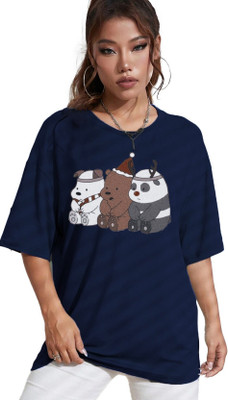 BELTLY Graphic Print, Printed Women Round Neck Blue T-Shirt