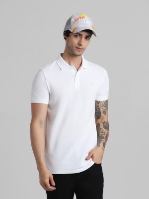 JACK & JONES Solid Men Polo Neck White T-Shirt