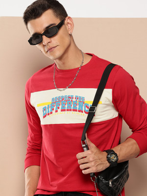 DIFFERENCE OF OPINION Printed Men Round Neck Red T-Shirt