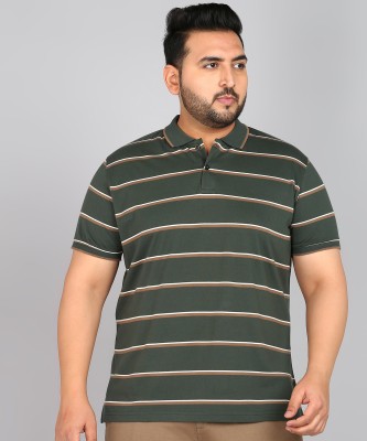 METRONAUT PLUS Striped Men Polo Neck Dark Green T-Shirt