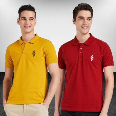 cnw Solid Men Polo Neck Multicolor T-Shirt