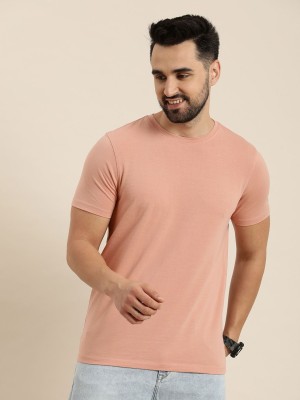 HERE&NOW Solid Men Round Neck Orange T-Shirt