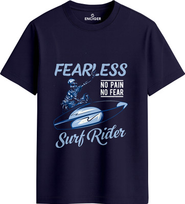 Enciger Printed Men Round Neck Dark Blue T-Shirt