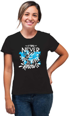 SmarTee Street Typography Women Round Neck Black T-Shirt
