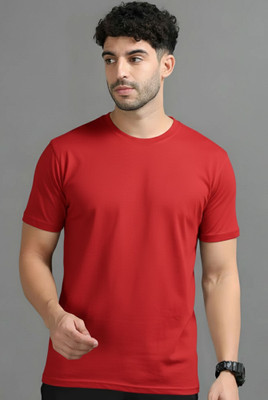 Moordale Solid Men Round Neck Red T-Shirt