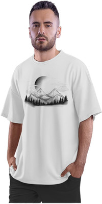 NOIIDAPRINT Printed Men Round Neck White T-Shirt