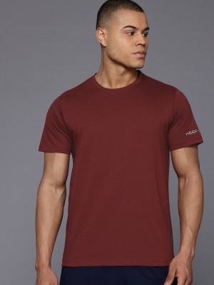 HRX by Hrithik Roshan Solid Men Round Neck Maroon T-Shirt