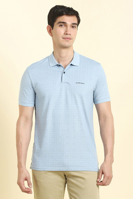 Allen Solly Printed Men Polo Neck Light Blue T-Shirt