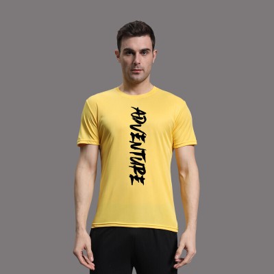 InkTees Typography Men Round Neck Yellow T-Shirt