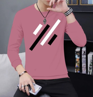 JUGULAR Printed Men Round Neck Pink T-Shirt