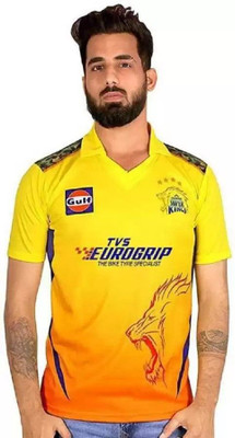 HOWAT Printed Men Polo Neck Yellow T-Shirt