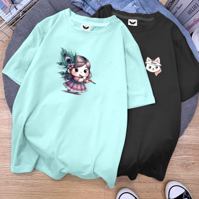 INFIRAX Printed Women Round Neck Multicolor T-Shirt