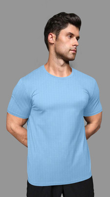 METRONAUT Solid Men Round Neck Light Blue T-Shirt