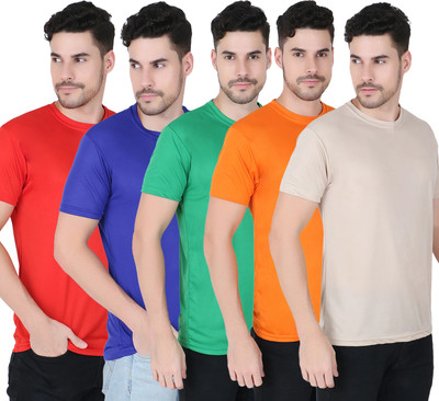 FABSHORE Solid Men Round Neck Multicolor T-Shirt