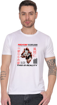 AltaModa Graphic Print Men Round Neck White T-Shirt