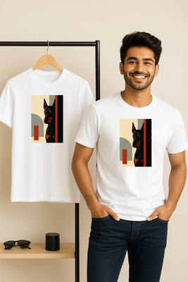 Birdhaus Animal Print Men Round Neck White T-Shirt